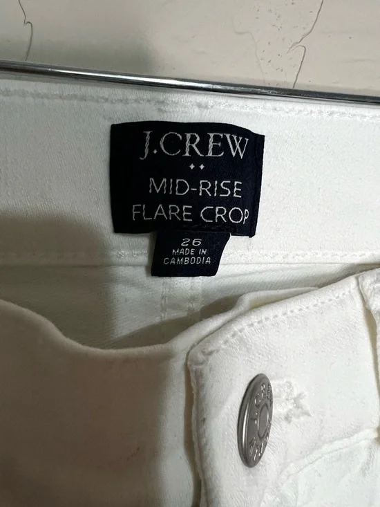 J. Crew Factory Mid Rise Flare Crop White Denim Jeans - Picture 7 of 11